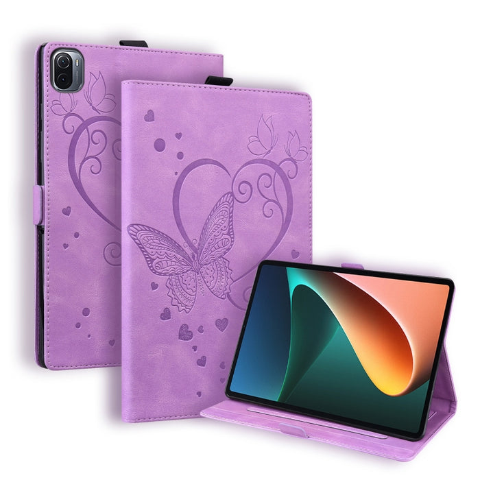 Love Butterfly Pattern Estuche de cuero con tapa horizontal con soporte y función de reposo / despertador, For Xiaomi Pad 5 / Pad 5 Pro