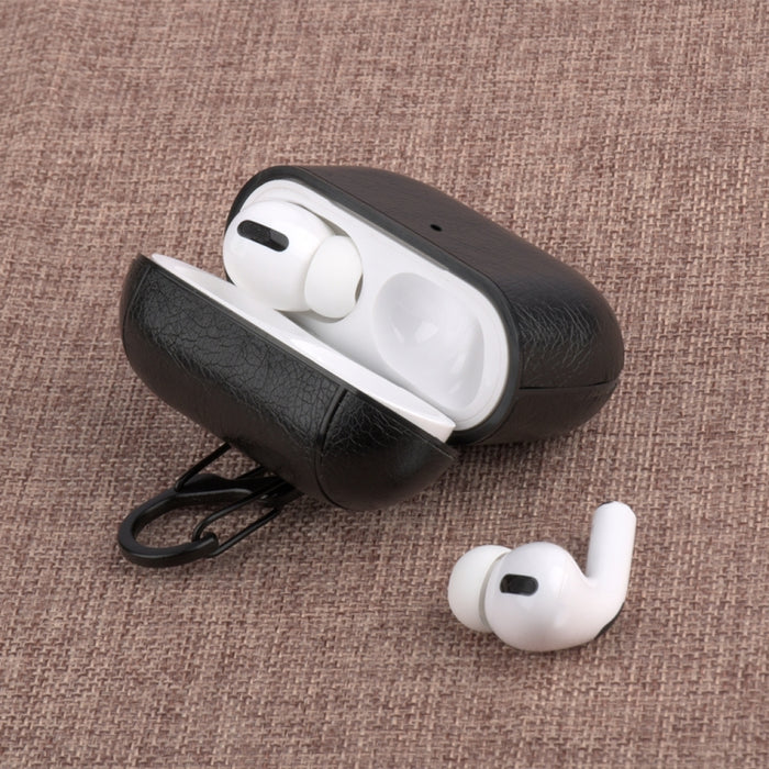 Para Apple AirPods Pro Funda protectora de cuero para auriculares inalámbricos con gancho