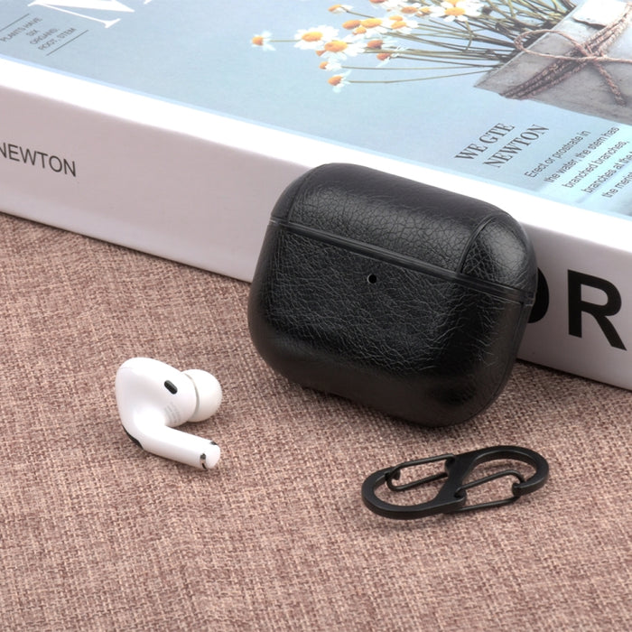 Para Apple AirPods Pro Funda protectora de cuero para auriculares inalámbricos con gancho