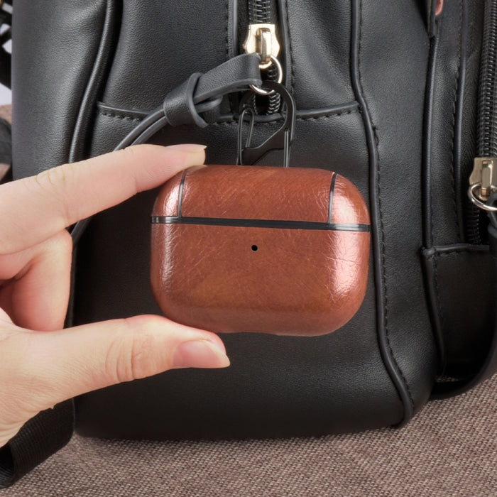 Para Apple AirPods Pro Funda protectora de cuero para auriculares inalámbricos con gancho