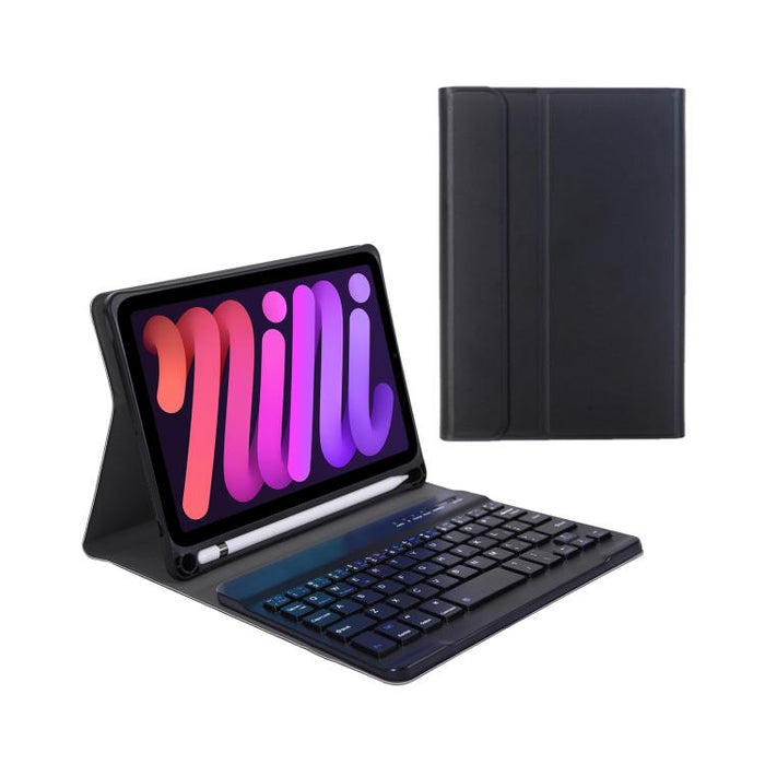 A06B Estuche de cuero con teclado Bluetooth desmontable ultrafino con ranura para bolígrafo y soporte para iPad mini 6