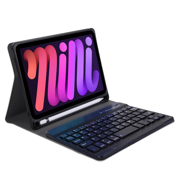 A06B Estuche de cuero con teclado Bluetooth desmontable ultrafino con ranura para bolígrafo y soporte para iPad mini 6