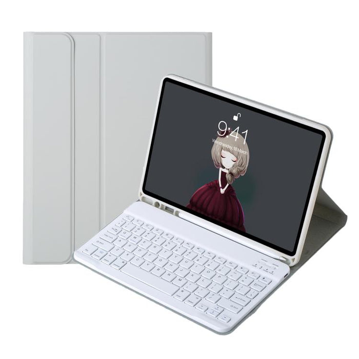 A06B Estuche de cuero con teclado Bluetooth desmontable ultrafino con ranura para bolígrafo y soporte para iPad mini 6