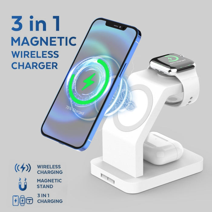 Soporte de cargador inalámbrico magnético multifunción S6 3 en 1 para iPhone, iWatch y AirPods