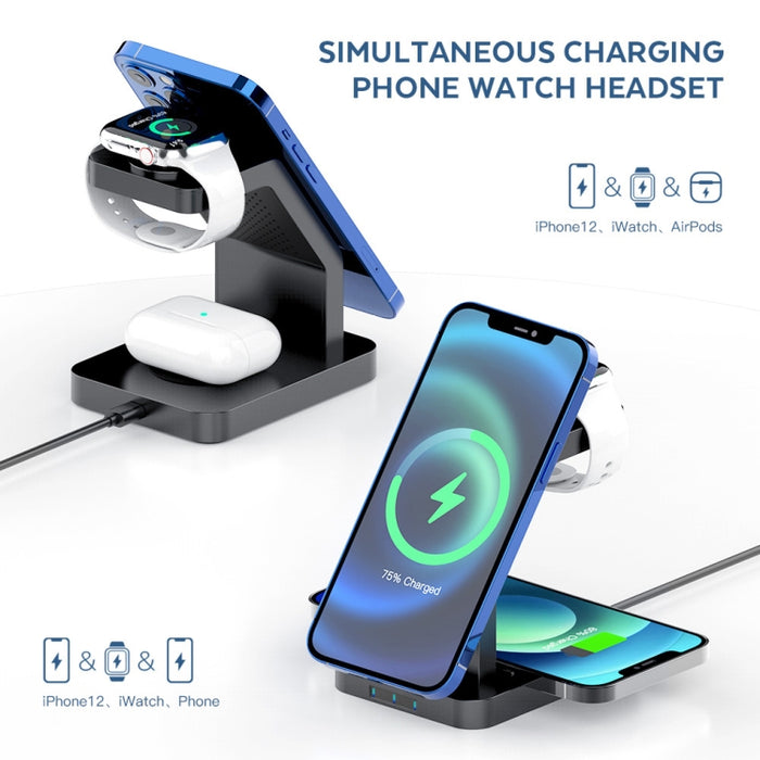 Soporte de cargador inalámbrico magnético multifunción S6 3 en 1 para iPhone, iWatch y AirPods