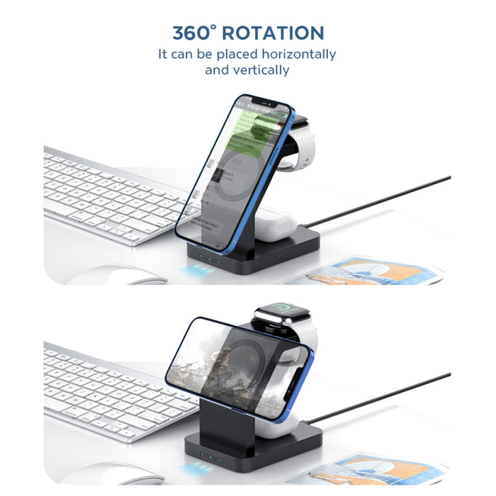 Soporte de cargador inalámbrico magnético multifunción S6 3 en 1 para iPhone, iWatch y AirPods