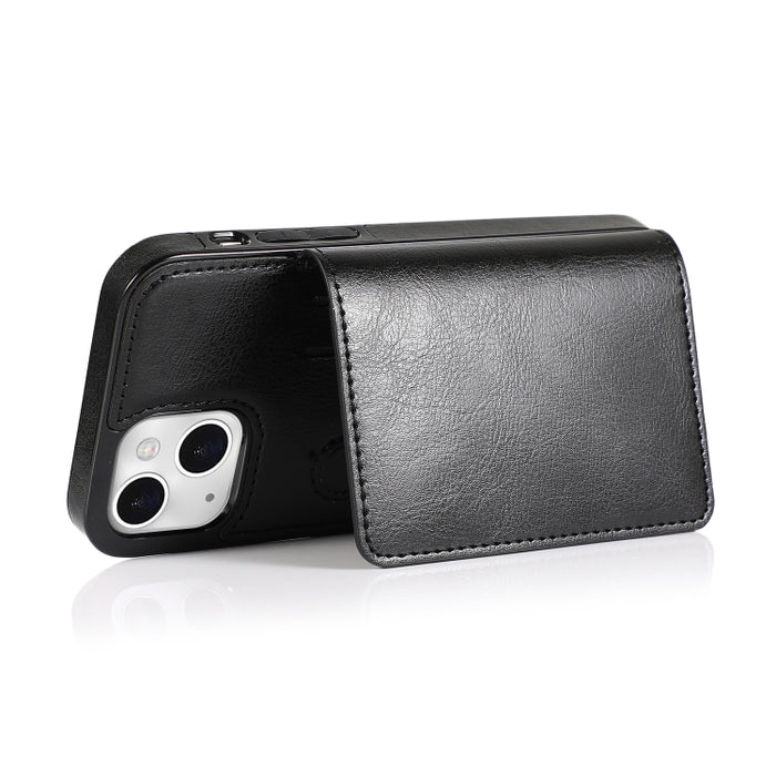 Funda protectora de PU + TPU a prueba de golpes con ranuras para tarjetas y soporte