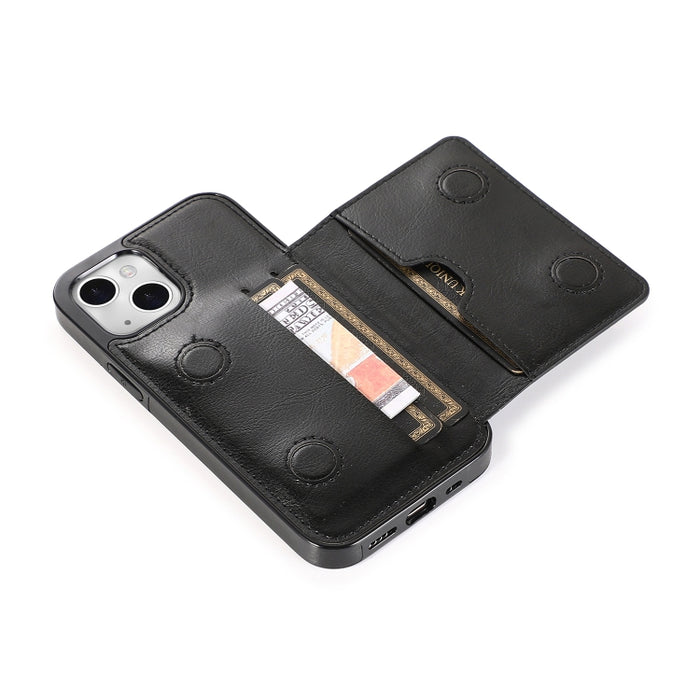 Funda protectora de PU + TPU a prueba de golpes con ranuras para tarjetas y soporte
