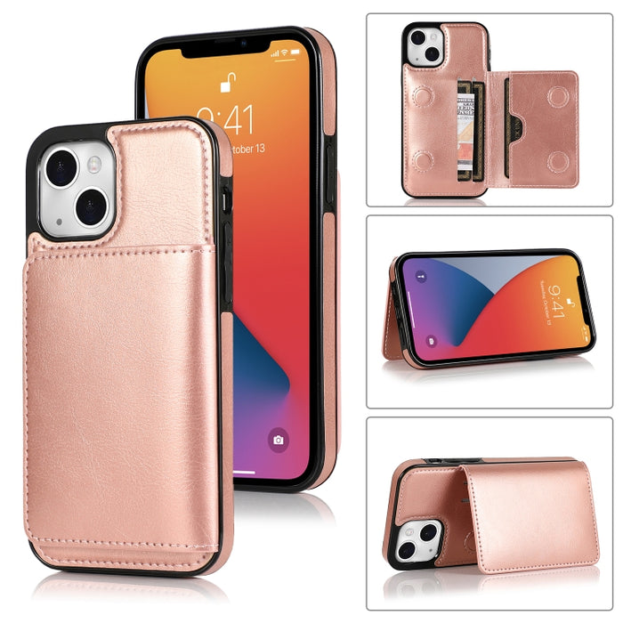 Funda protectora de PU + TPU a prueba de golpes con ranuras para tarjetas y soporte