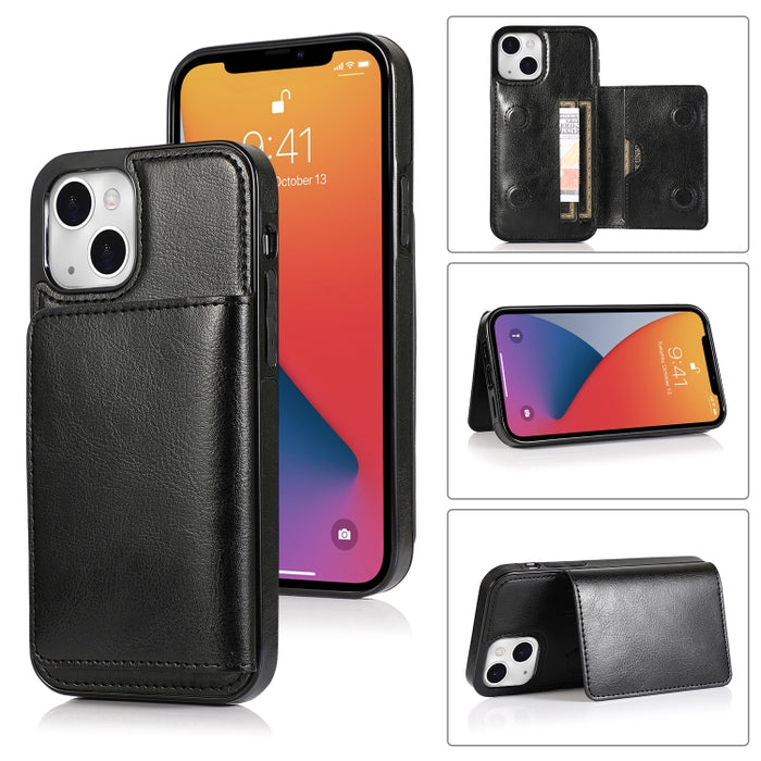 Funda protectora de PU + TPU a prueba de golpes con ranuras para tarjetas y soporte