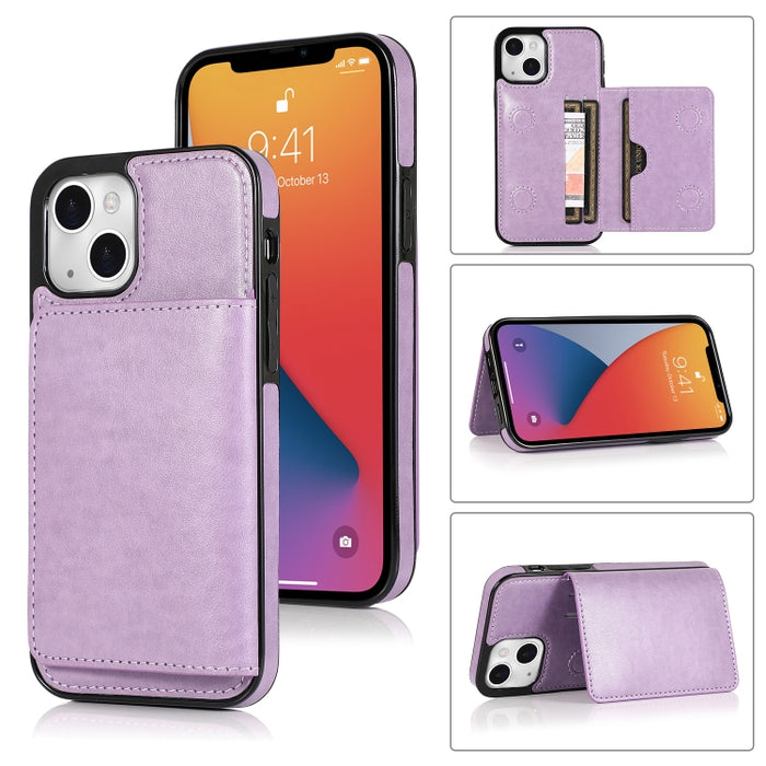 Funda protectora de PU + TPU a prueba de golpes con ranuras para tarjetas y soporte