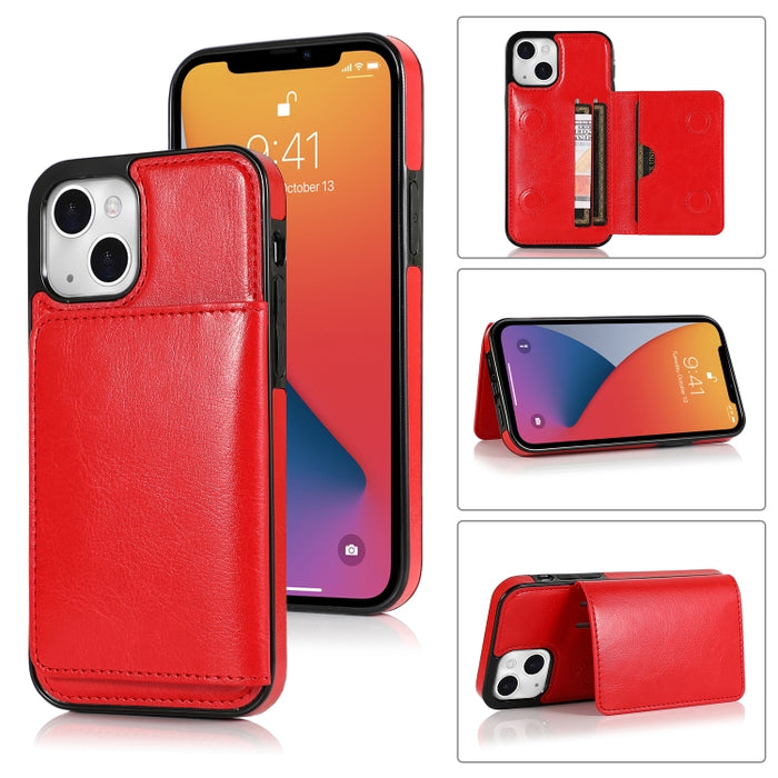 Funda protectora de PU + TPU a prueba de golpes con ranuras para tarjetas y soporte