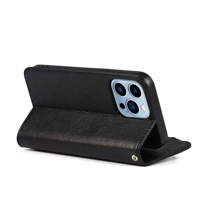 Estuche de cuero con tapa horizontal con cremallera de microfibra con soporte y ranuras para tarjetas y billetera