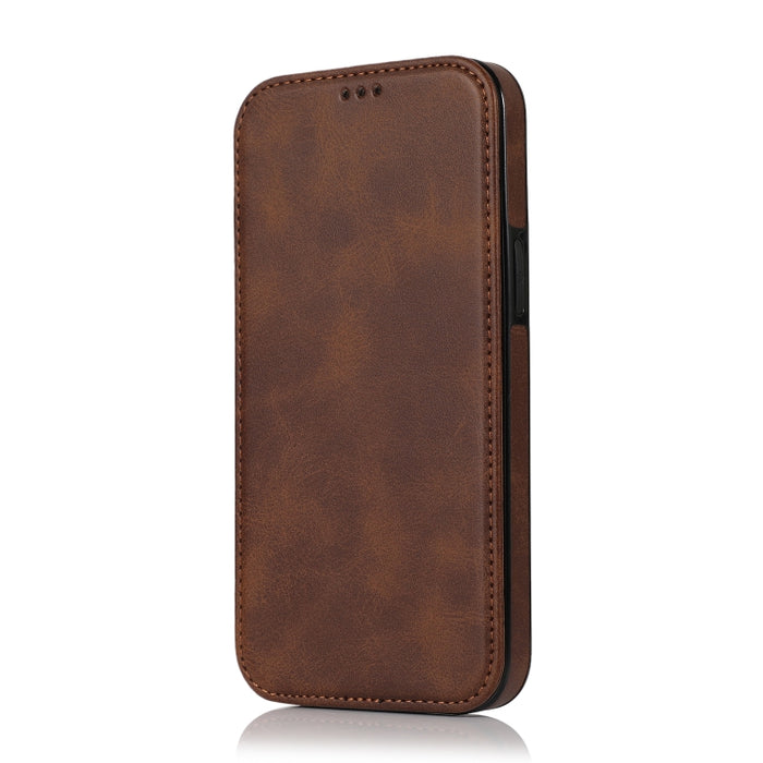 Estuche de cuero PU + TPU con cierre magnético fuerte con ranuras para tarjetas y soporte