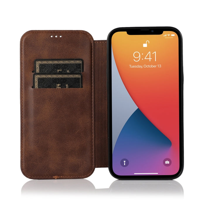 Estuche de cuero PU + TPU con cierre magnético fuerte con ranuras para tarjetas y soporte