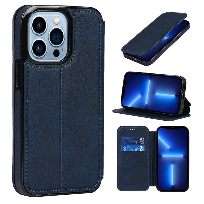 Estuche de cuero PU + TPU con cierre magnético fuerte con ranuras para tarjetas y soporte