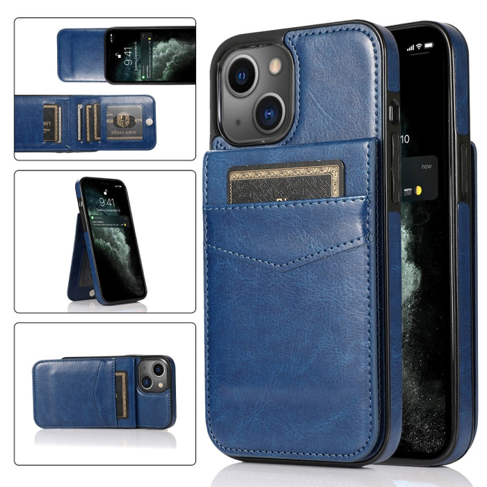 Funda protectora de PC + TPU de color sólido con soporte y ranuras para tarjetas