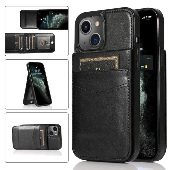 Funda protectora de PC + TPU de color sólido con soporte y ranuras para tarjetas