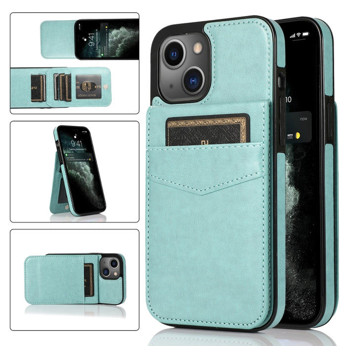 Funda protectora de PC + TPU de color sólido con soporte y ranuras para tarjetas
