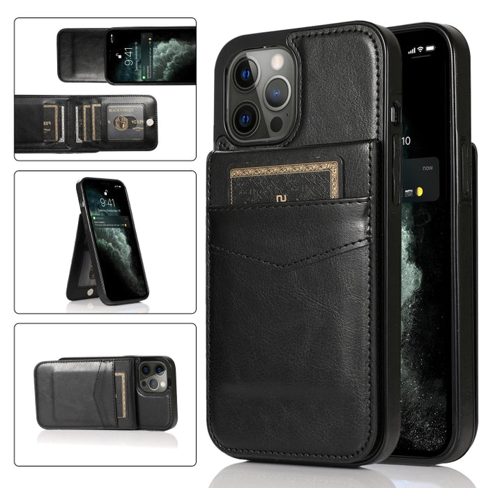 Funda protectora de PC + TPU de color sólido con soporte y ranuras para tarjetas
