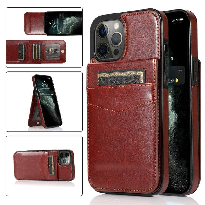 Funda protectora de PC + TPU de color sólido con soporte y ranuras para tarjetas