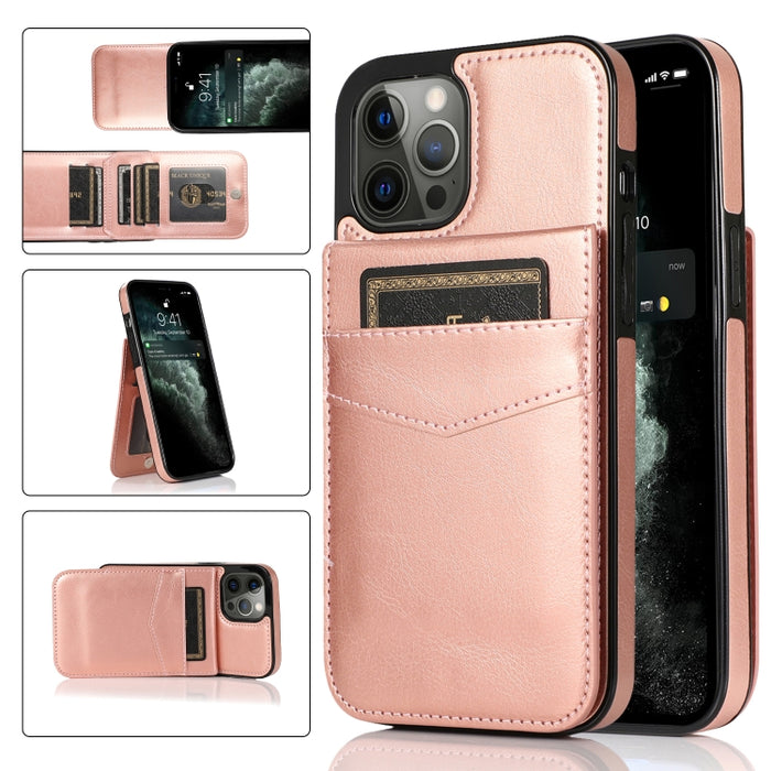 Funda protectora de PC + TPU de color sólido con soporte y ranuras para tarjetas