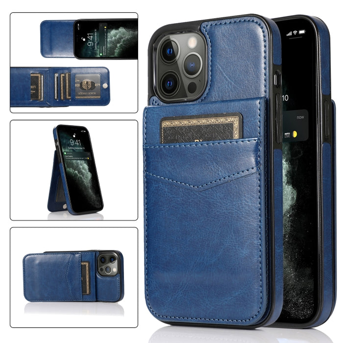 Funda protectora de PC + TPU de color sólido con soporte y ranuras para tarjetas