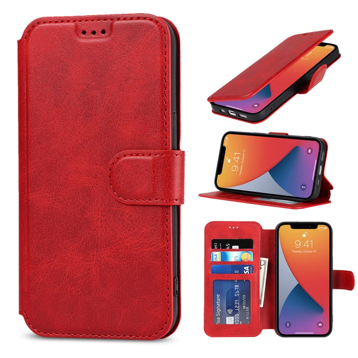 Estuche de cuero PU + TPU a prueba de golpes con ranuras para tarjetas y soporte y marco de fotos y billetera