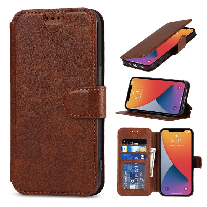 Estuche de cuero PU + TPU a prueba de golpes con ranuras para tarjetas y soporte y marco de fotos y billetera
