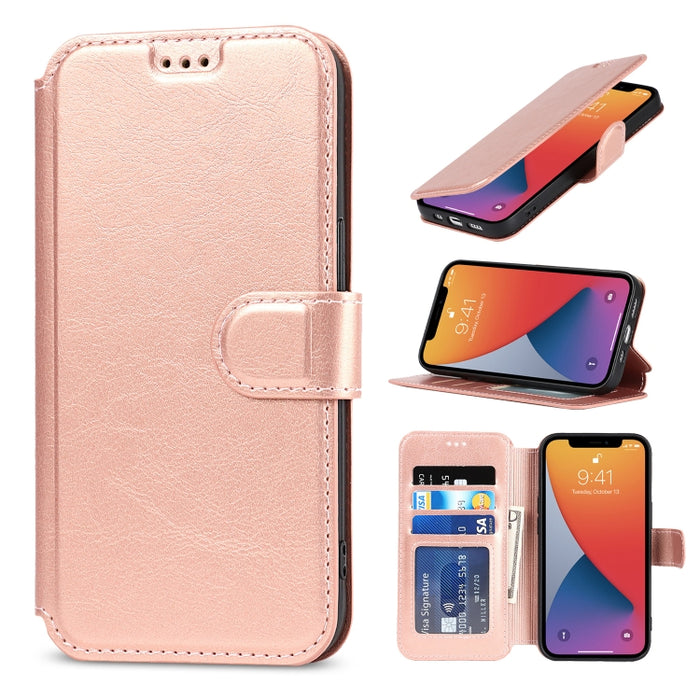 Estuche de cuero PU + TPU a prueba de golpes con ranuras para tarjetas y soporte y marco de fotos y billetera