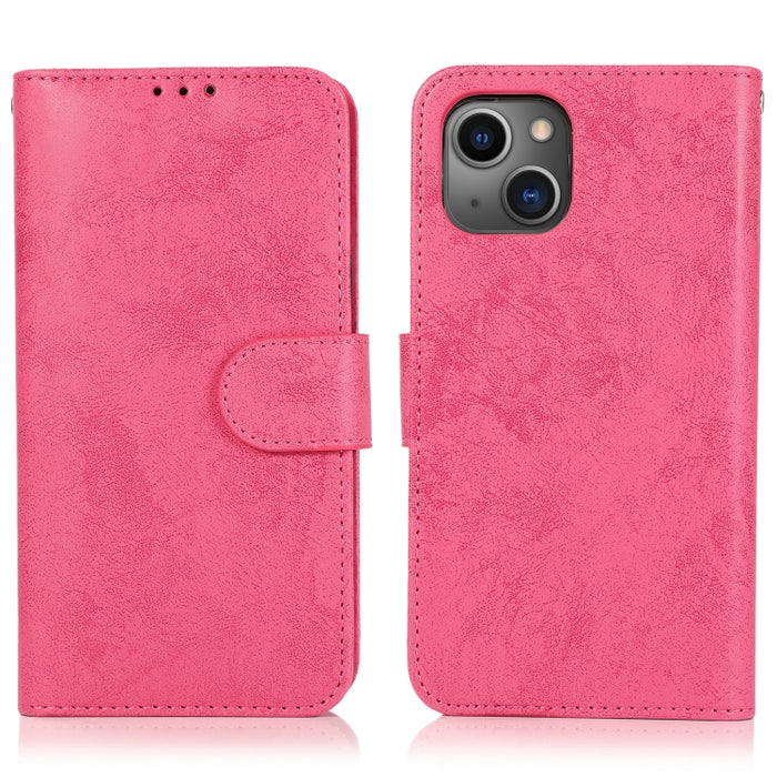 Funda de cuero TPU + PU con tapa horizontal magnética desmontable retro 2 en 1 con soporte y ranuras para tarjetas y marco de fotos y billetera