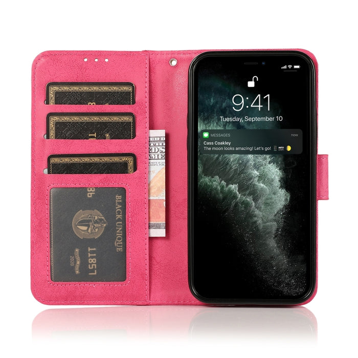 Funda de cuero TPU + PU con tapa horizontal magnética desmontable retro 2 en 1 con soporte y ranuras para tarjetas y marco de fotos y billetera