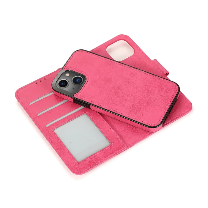 Funda de cuero TPU + PU con tapa horizontal magnética desmontable retro 2 en 1 con soporte y ranuras para tarjetas y marco de fotos y billetera