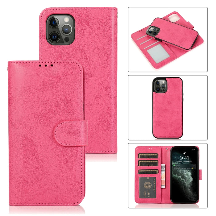 Funda de cuero TPU + PU con tapa horizontal magnética desmontable retro 2 en 1 con soporte y ranuras para tarjetas y marco de fotos y billetera