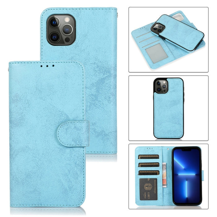 Funda de cuero TPU + PU con tapa horizontal magnética desmontable retro 2 en 1 con soporte y ranuras para tarjetas y marco de fotos y billetera