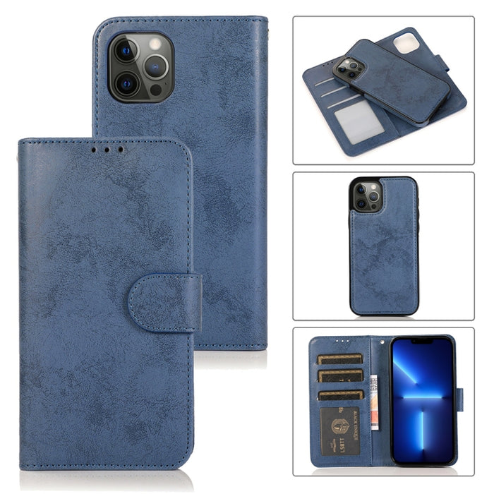 Funda de cuero TPU + PU con tapa horizontal magnética desmontable retro 2 en 1 con soporte y ranuras para tarjetas y marco de fotos y billetera