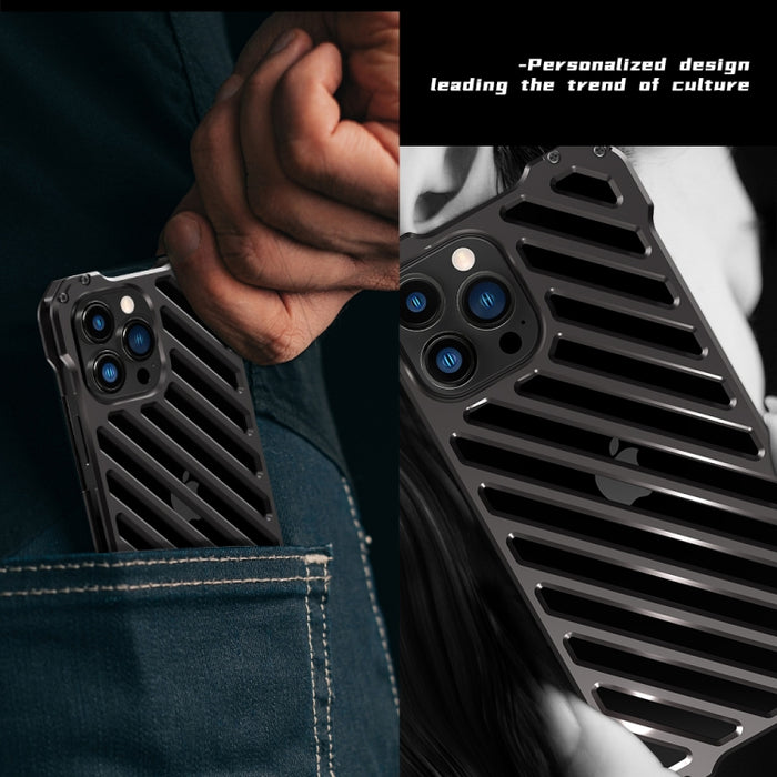 R-JUST RJ-50 Estuche protector a prueba de golpes de metal con armadura transpirable hueca