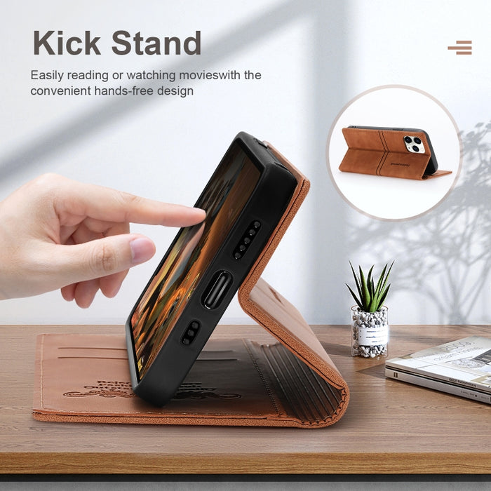 Dream Magnetic Suction Business Funda de cuero de PU con tapa horizontal con soporte, ranura para tarjeta y billetera