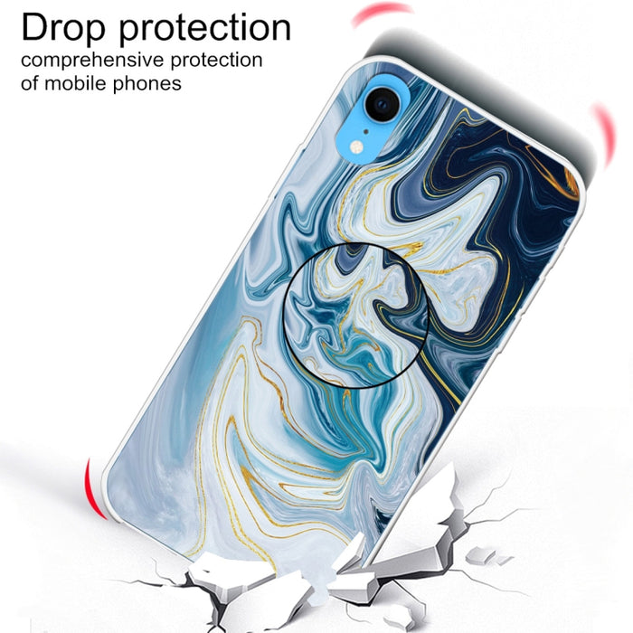 Estuche protector de TPU de mármol barnizado en relieve con soporte
