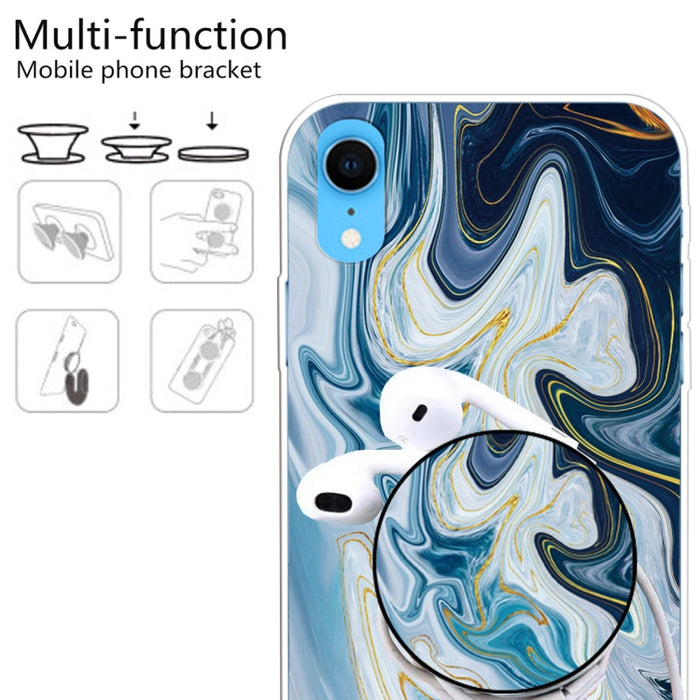 Estuche protector de TPU de mármol barnizado en relieve con soporte