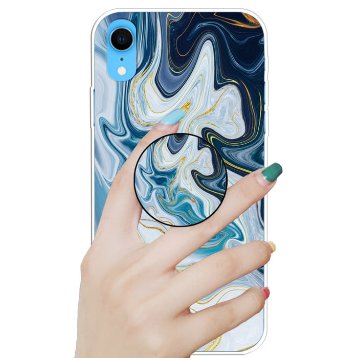 Estuche protector de TPU de mármol barnizado en relieve con soporte