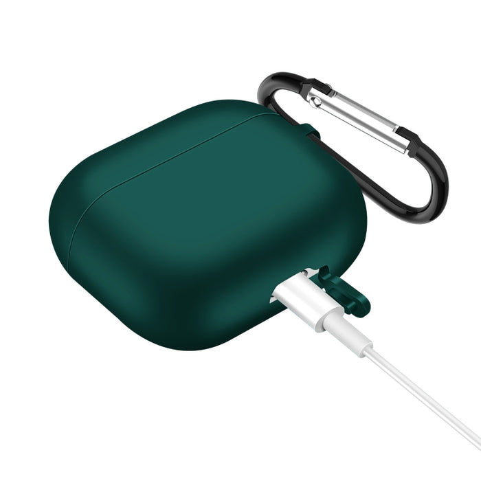 Estuche protector de auriculares de silicona de color sólido para AirPods 3, con gancho