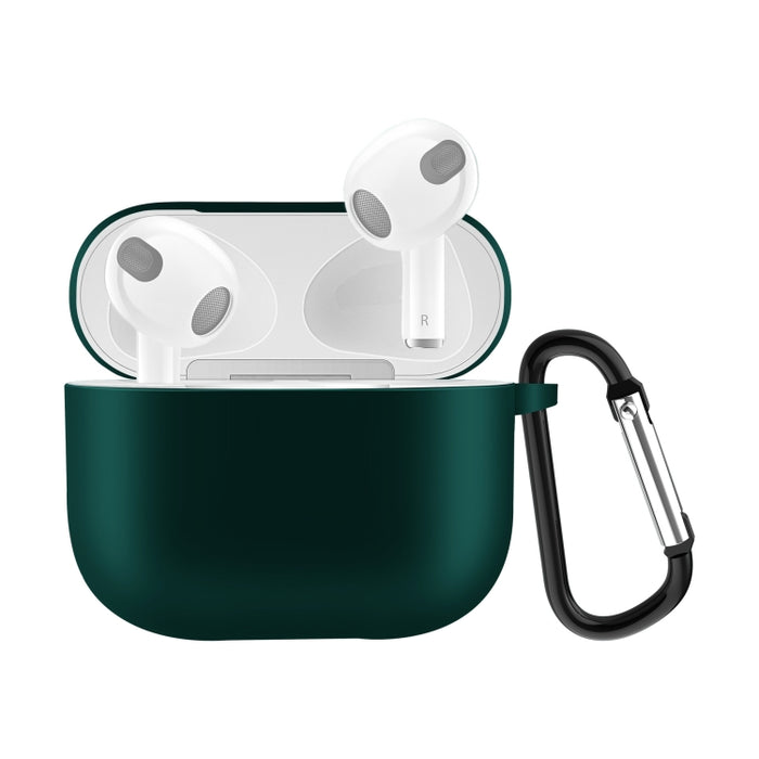 Estuche protector de auriculares de silicona de color sólido para AirPods 3, con gancho