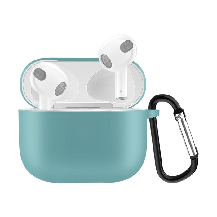 Estuche protector de auriculares de silicona de color sólido para AirPods 3, con gancho