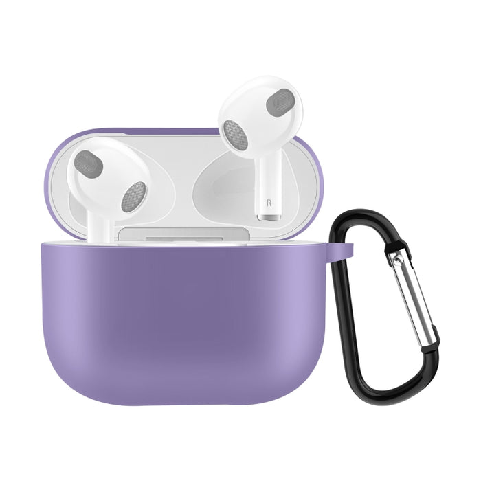 Estuche protector de auriculares de silicona de color sólido para AirPods 3, con gancho