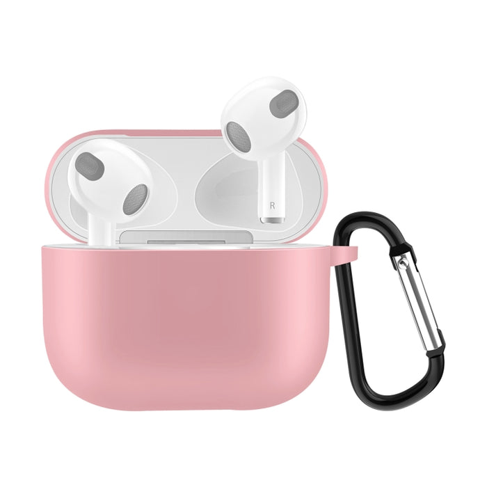 Estuche protector de auriculares de silicona de color sólido para AirPods 3, con gancho