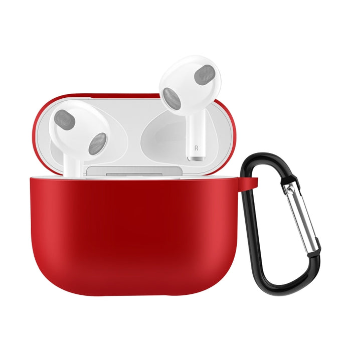 Estuche protector de auriculares de silicona de color sólido para AirPods 3, con gancho