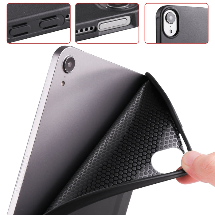 3-plegable Horizontal Flip Honeycomb TPU a prueba de golpes + Funda de cuero PU con soporte