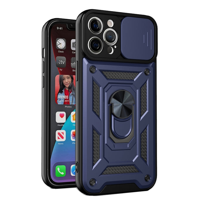 Diseño de cubierta de cámara deslizante Funda protectora de TPU + PC con orificio preciso