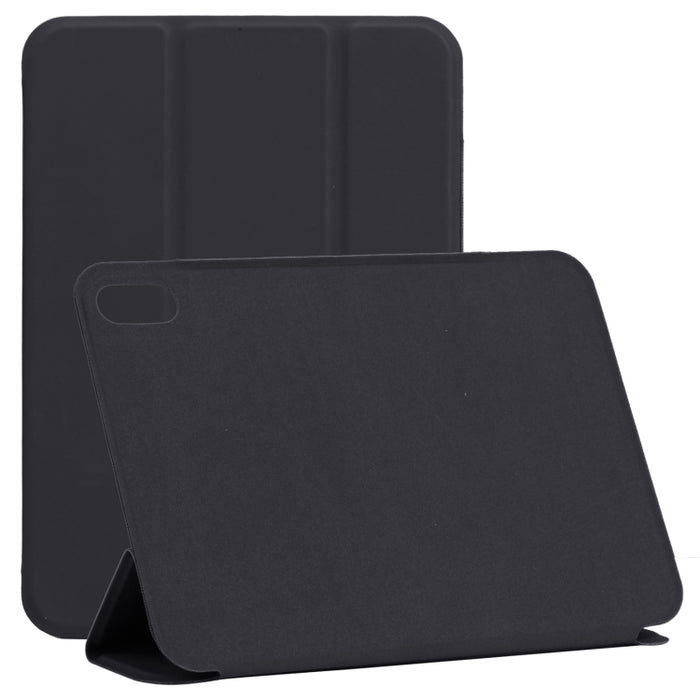 Estuche de cuero para tableta de PU magnético sin hebilla con clip de doble cara ultrafino con tapa horizontal con soporte de tres pliegues y función de reposo / activación
